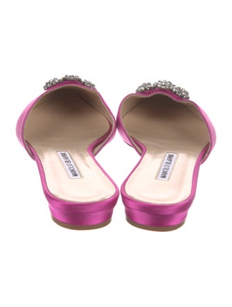 Manolo Blahnik Satin Crystal Embellishments Mules