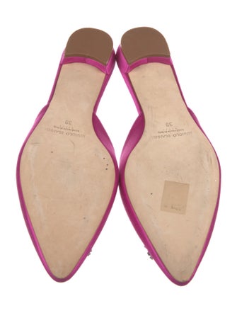 Manolo Blahnik Satin Crystal Embellishments Mules