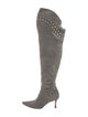 Manolo Blahnik Suede Studded Accents Boots