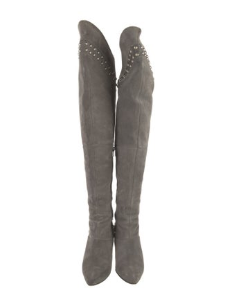 Manolo Blahnik Suede Studded Accents Boots