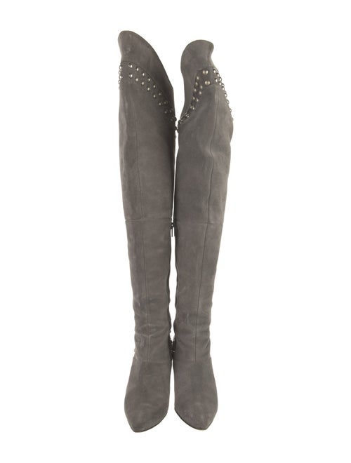 Manolo Blahnik Suede Studded Accents Boots