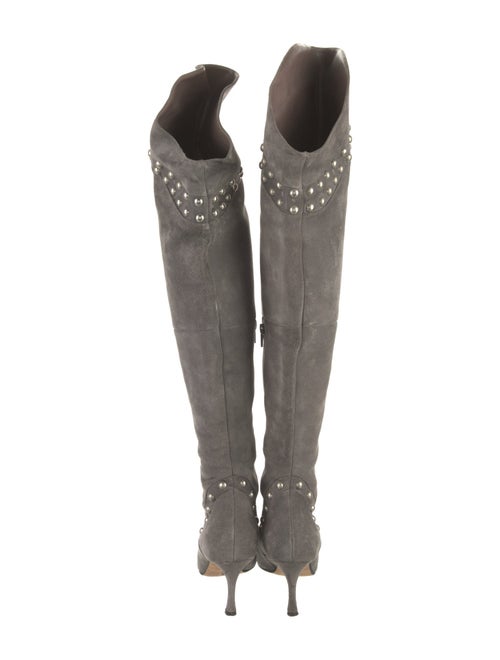 Manolo Blahnik Suede Studded Accents Boots