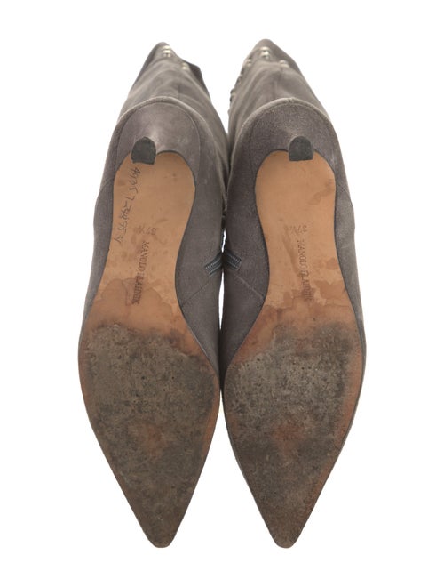 Manolo Blahnik Suede Studded Accents Boots