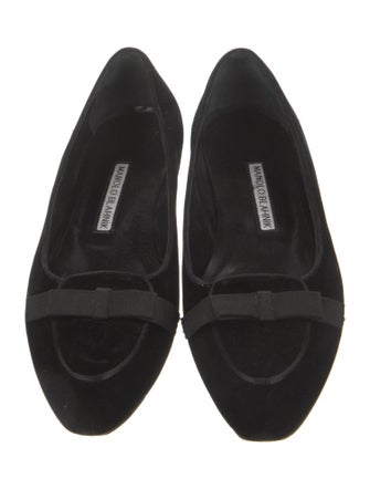 Manolo Blahnik Velvet Bow Accents Flats