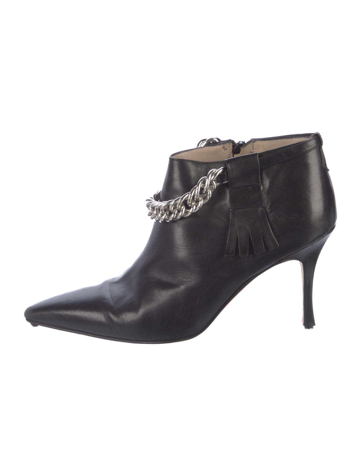 Manolo Blahnik Leather Chain-Link Accents Boots