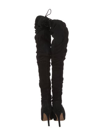 Manolo Blahnik Suede Lace-Up Boots