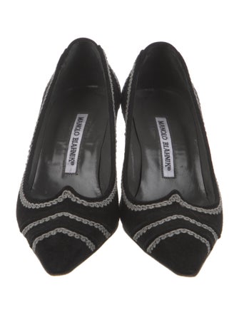 Manolo Blahnik Suede Patterned Pumps