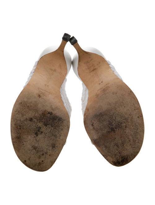 Manolo Blahnik Leather Lace Pattern Slides