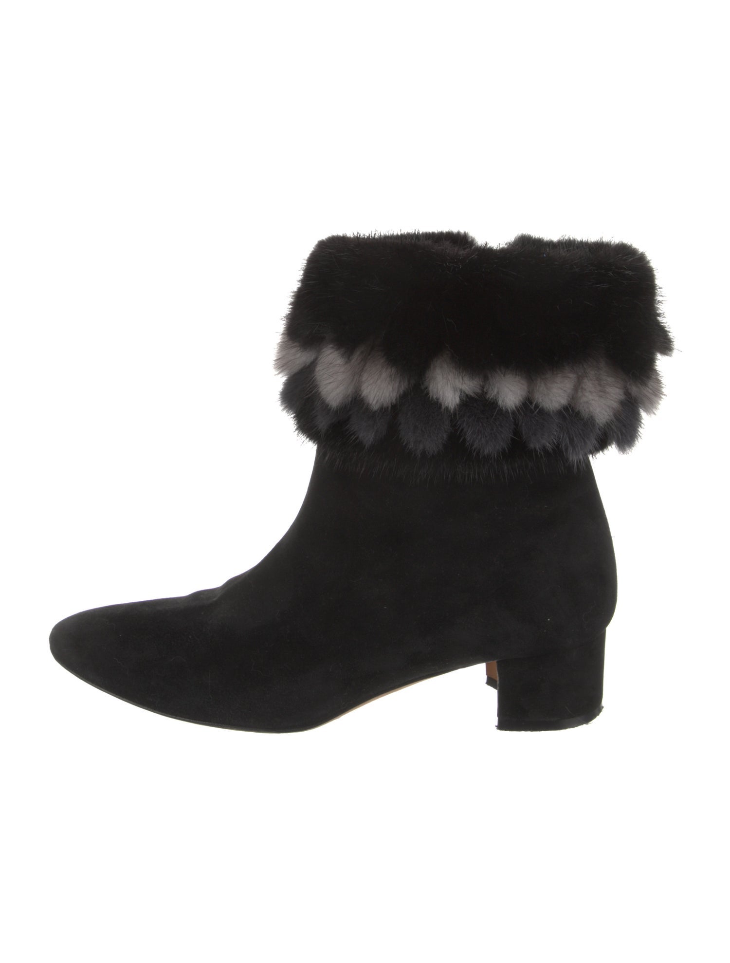 Manolo Blahnik Suede Faux Fur Trim Boots