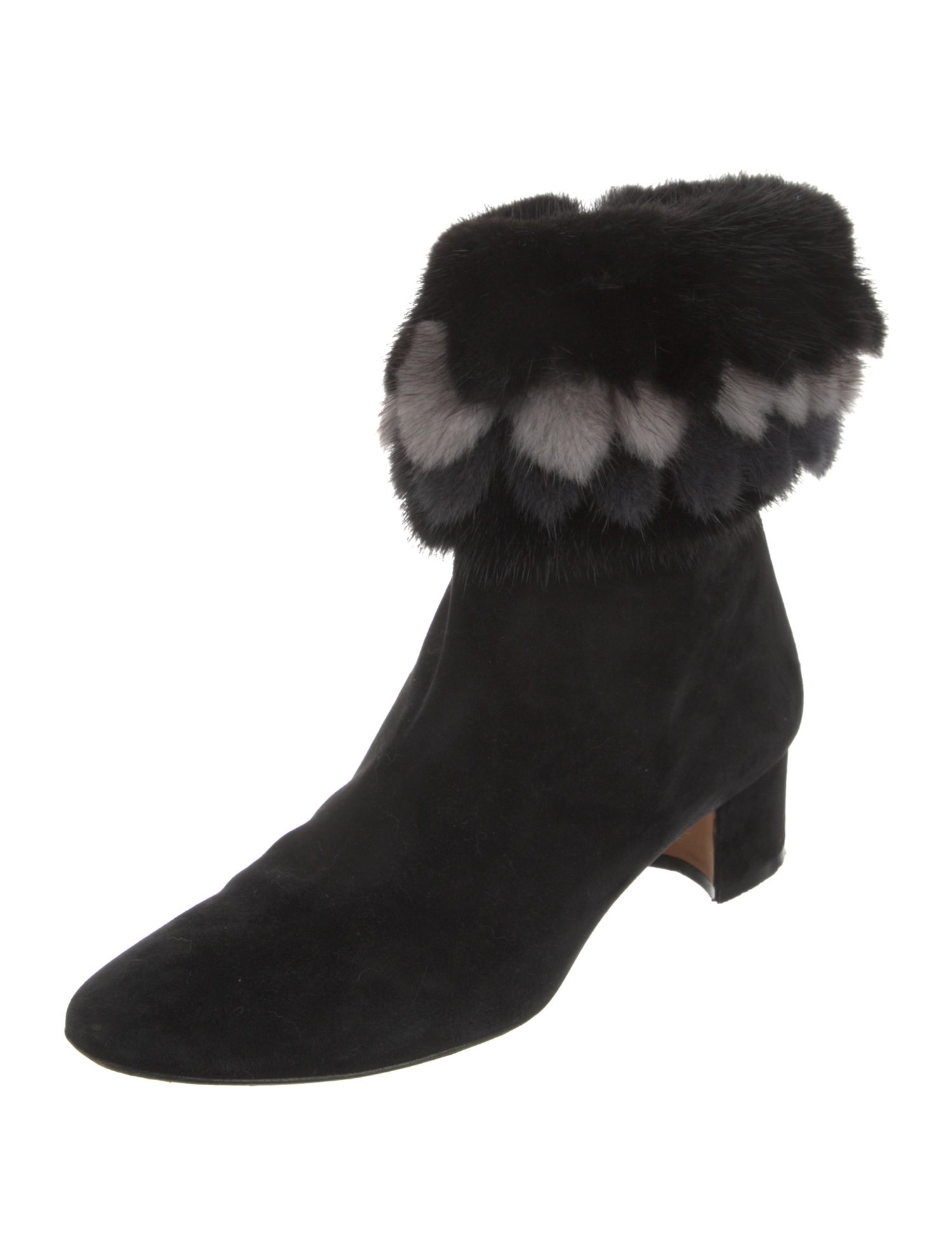 Manolo Blahnik Suede Faux Fur Trim Boots