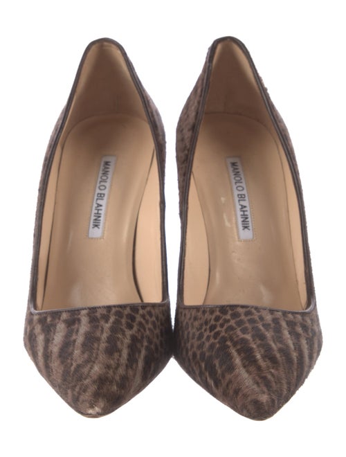 Manolo Blahnik Leather Animal Print Pumps