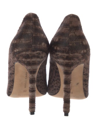 Manolo Blahnik Leather Animal Print Pumps