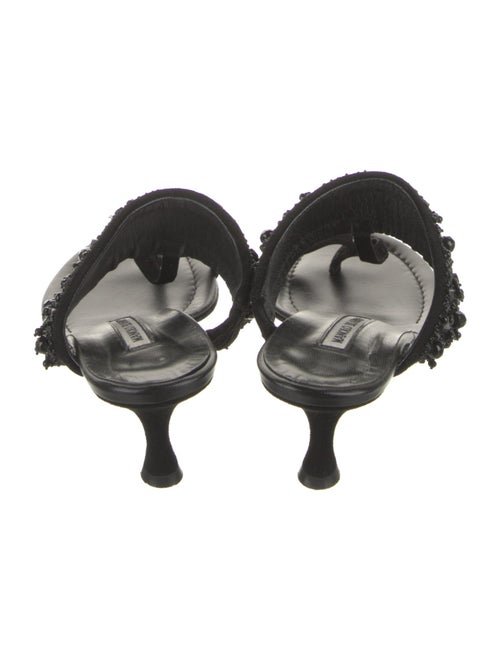 Manolo Blahnik Suede Crystal Embellishments Slides