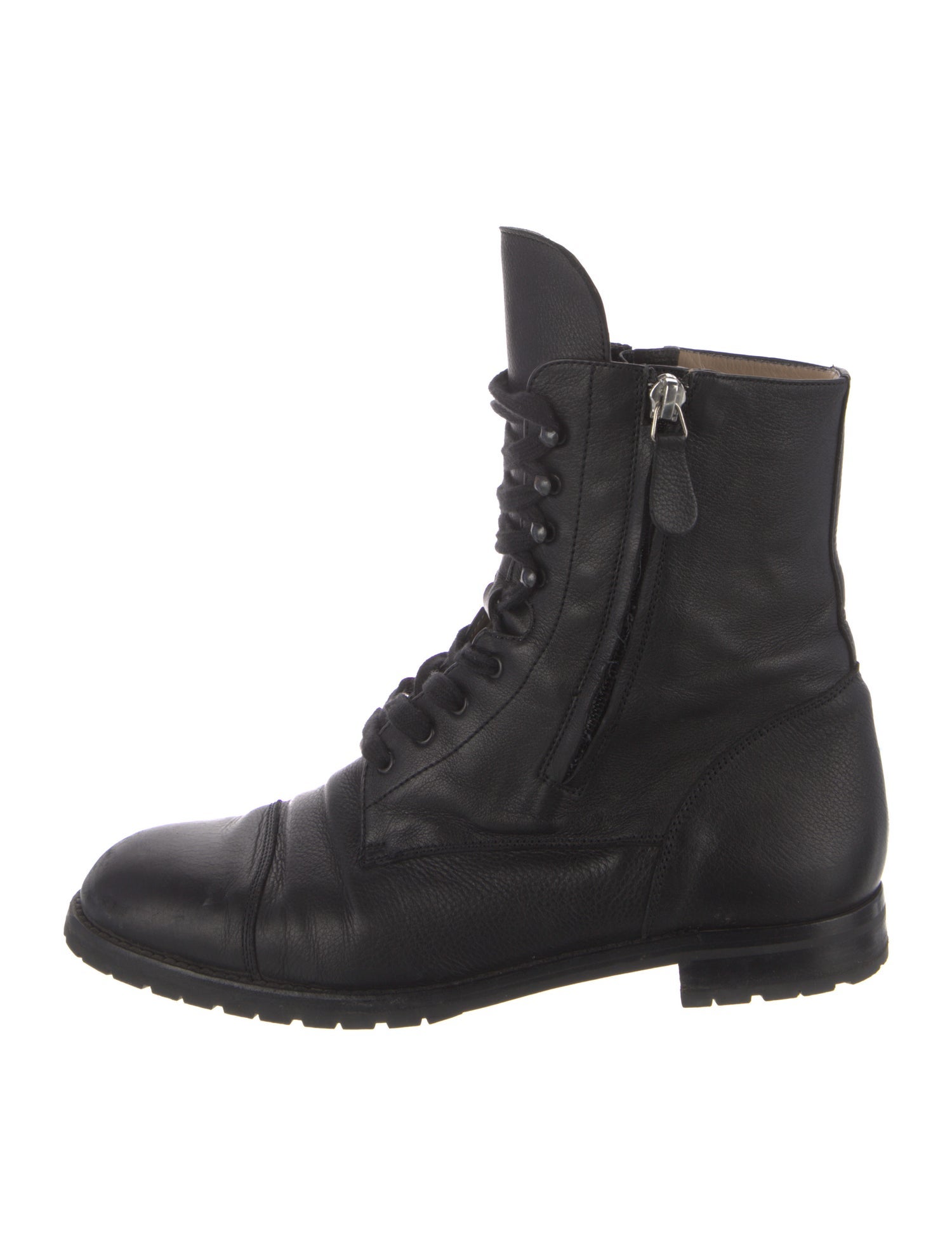 Manolo Blahnik Leather Combat Boots