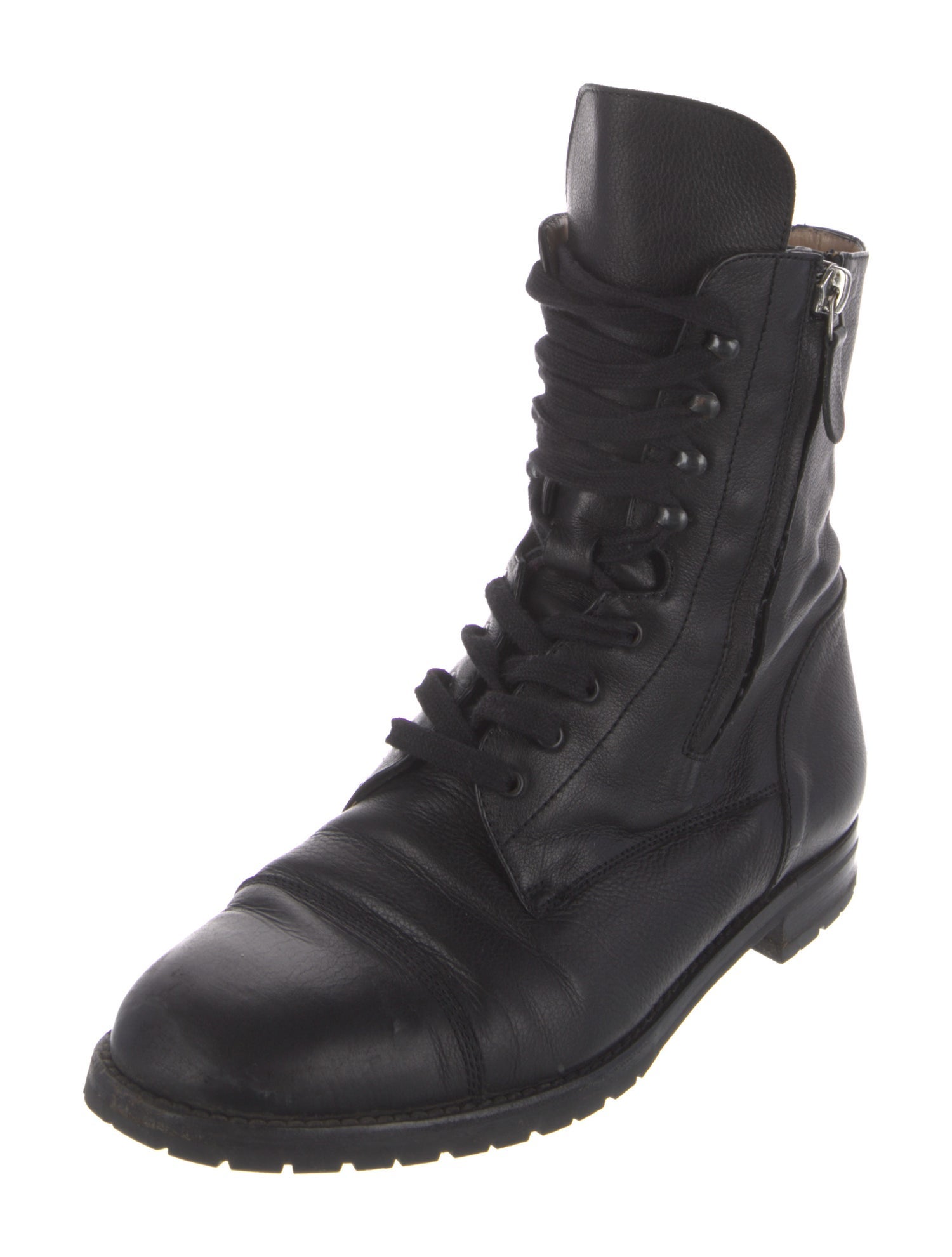 Manolo Blahnik Leather Combat Boots