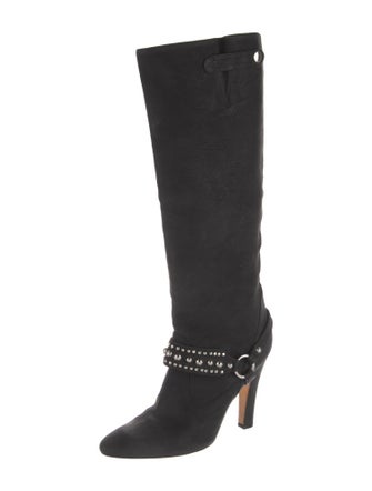 Manolo Blahnik Nubuck Chain-Link Accents Boots