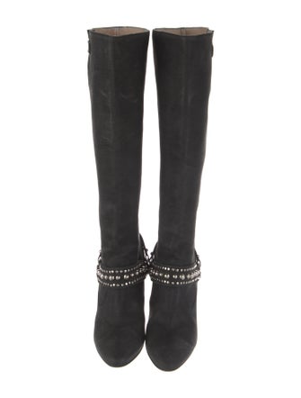 Manolo Blahnik Nubuck Chain-Link Accents Boots