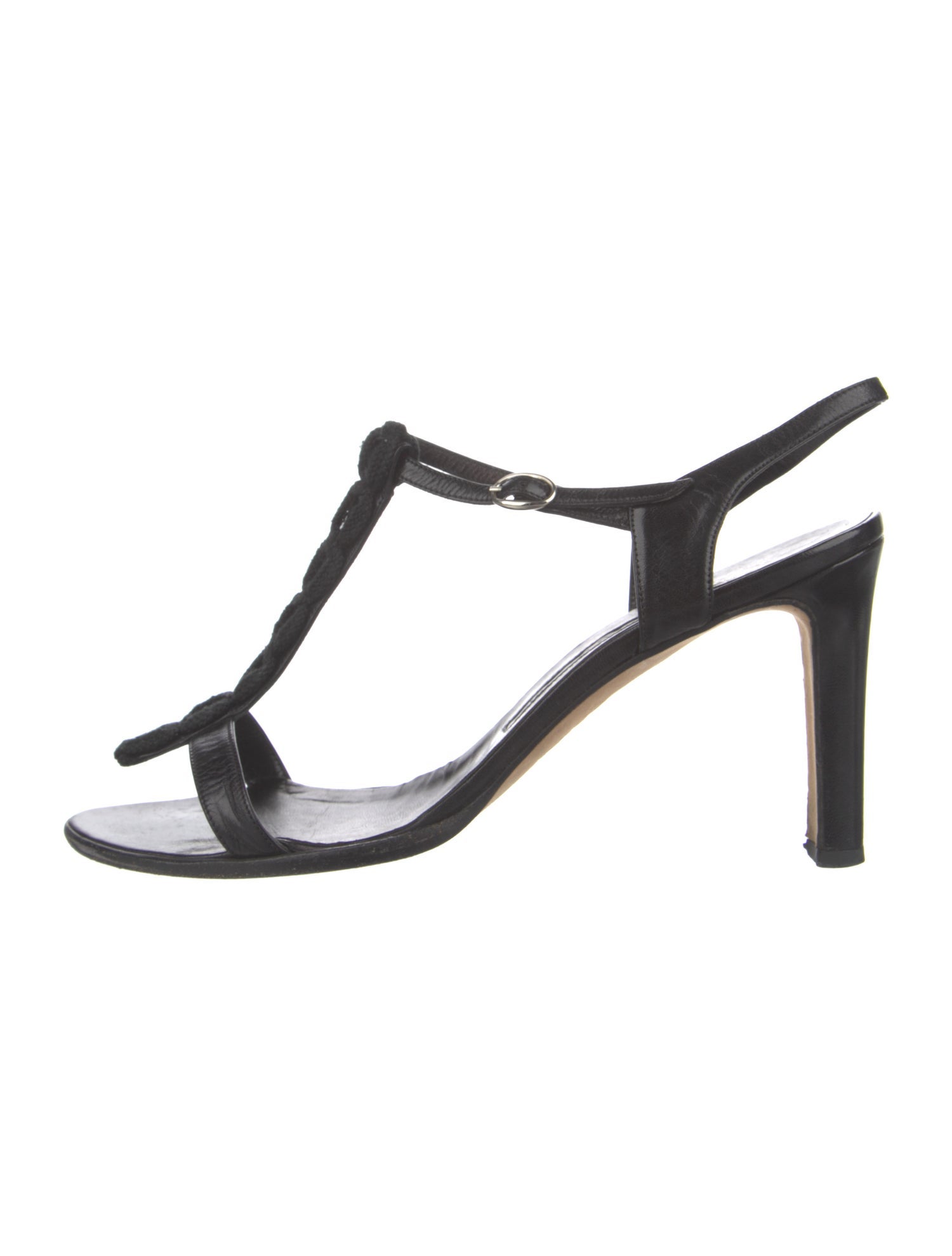 Manolo Blahnik Leather T-Strap Sandals
