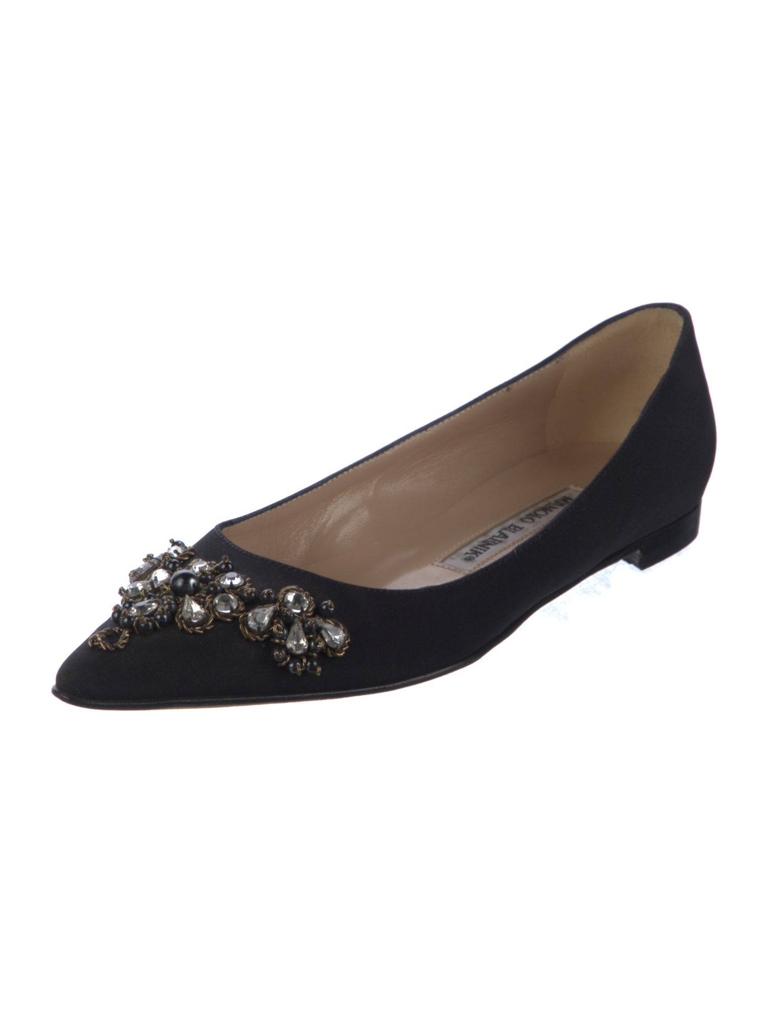 Manolo Blahnik Crystal Embellishments Flats