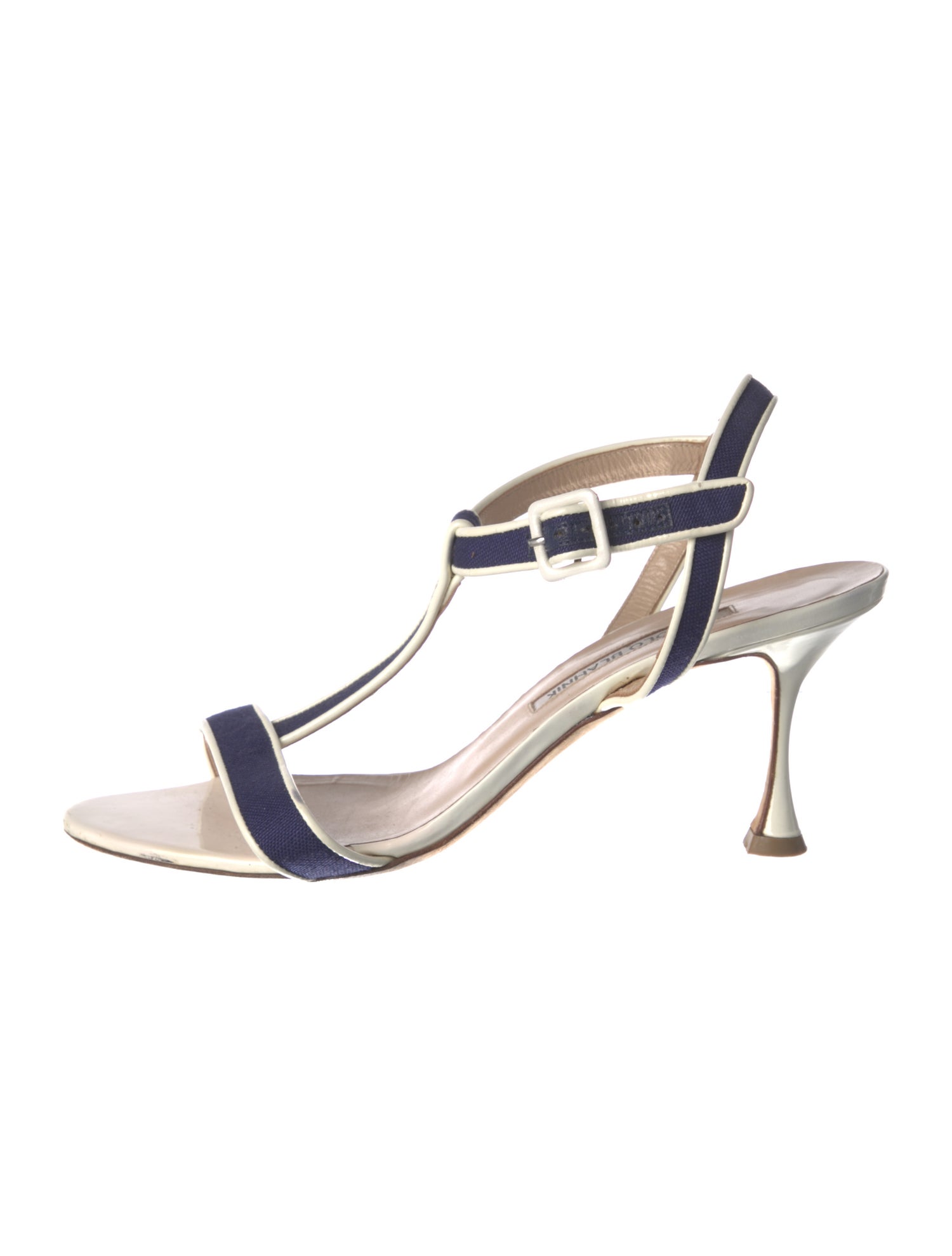 Manolo Blahnik Patent Leather T-Strap Sandals