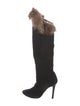 Manolo Blahnik Suede Fur Trim Boots