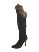 Manolo Blahnik Suede Fur Trim Boots