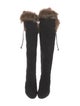 Manolo Blahnik Suede Fur Trim Boots