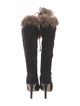 Manolo Blahnik Suede Fur Trim Boots