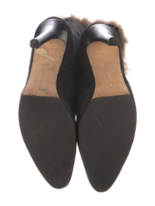 Manolo Blahnik Suede Fur Trim Boots