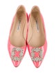 Manolo Blahnik Patent Leather Crystal Embellishments Flats