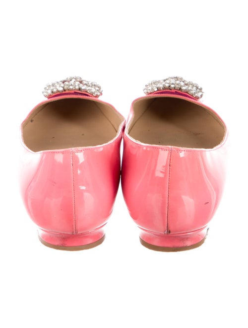 Manolo Blahnik Patent Leather Crystal Embellishments Flats