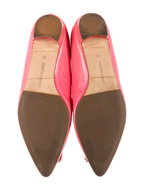 Manolo Blahnik Patent Leather Crystal Embellishments Flats