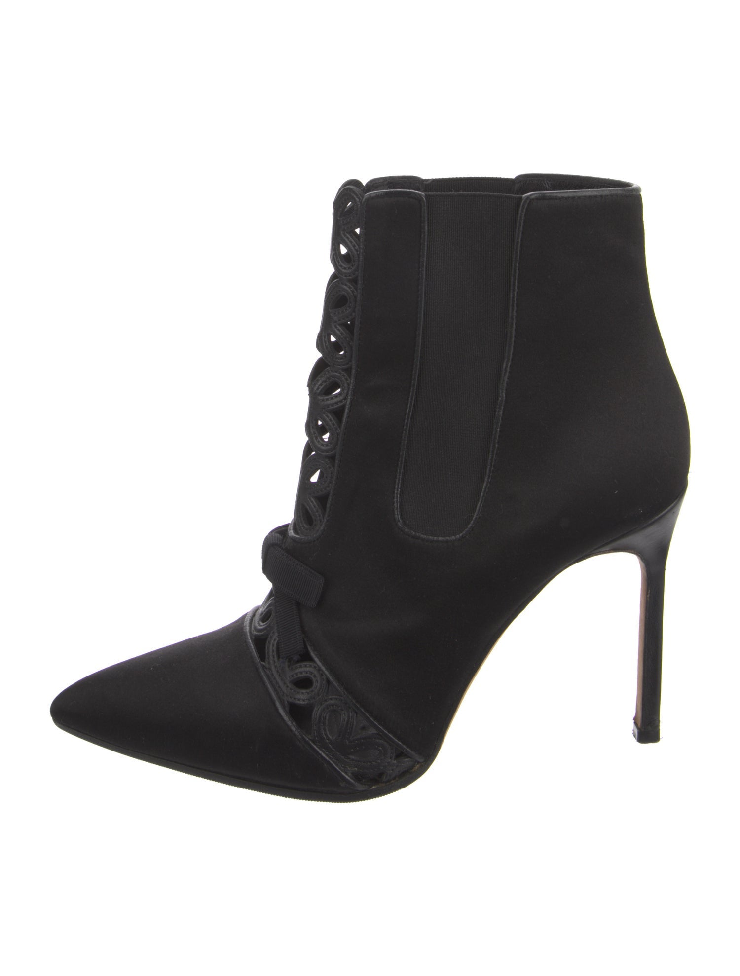 Manolo Blahnik Satin Bow Accents Lace-Up Boots