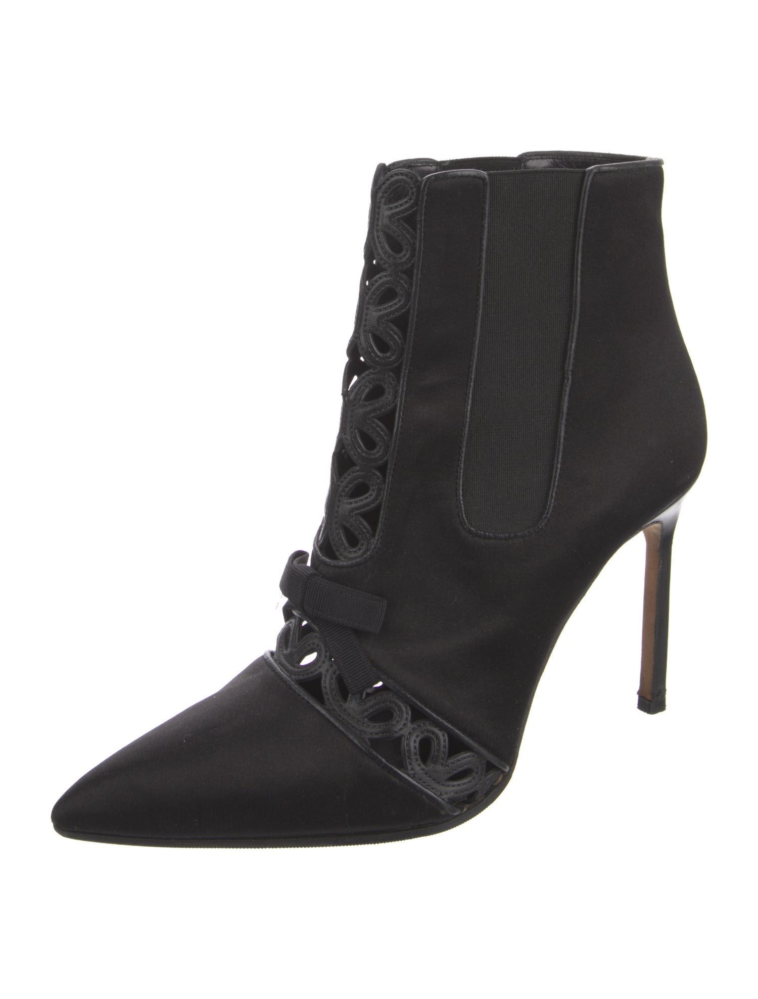 Manolo Blahnik Satin Bow Accents Lace-Up Boots
