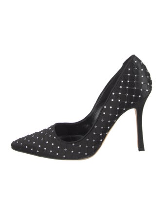 Manolo Blahnik Satin Crystal Embellishments Pumps