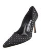 Manolo Blahnik Satin Crystal Embellishments Pumps