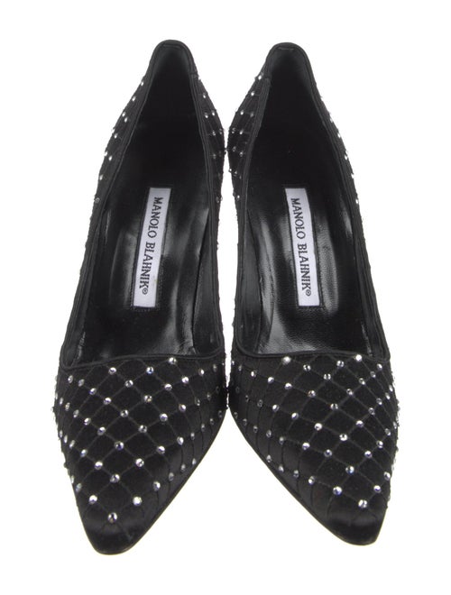 Manolo Blahnik Satin Crystal Embellishments Pumps
