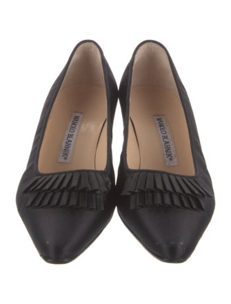 Manolo Blahnik Satin Pleated Accents Pumps