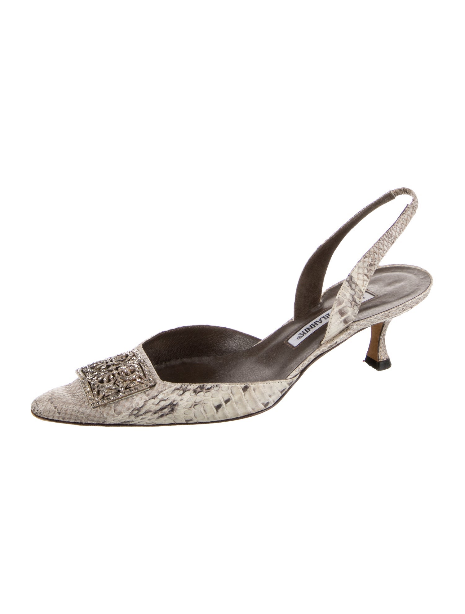 Manolo Blahnik Snakeskin Animal Print Slingback Pumps