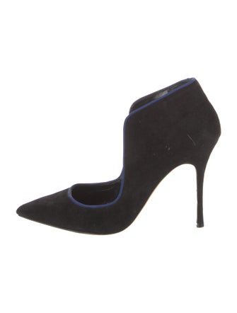Manolo Blahnik Suede Grosgrain Trim Pumps