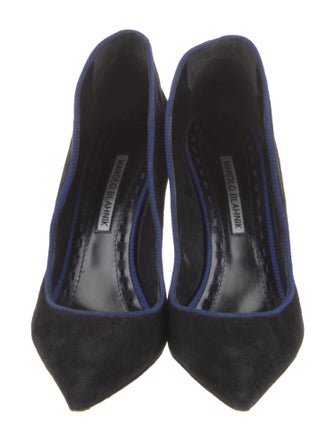 Manolo Blahnik Suede Grosgrain Trim Pumps