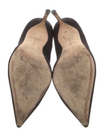Manolo Blahnik Suede Grosgrain Trim Pumps