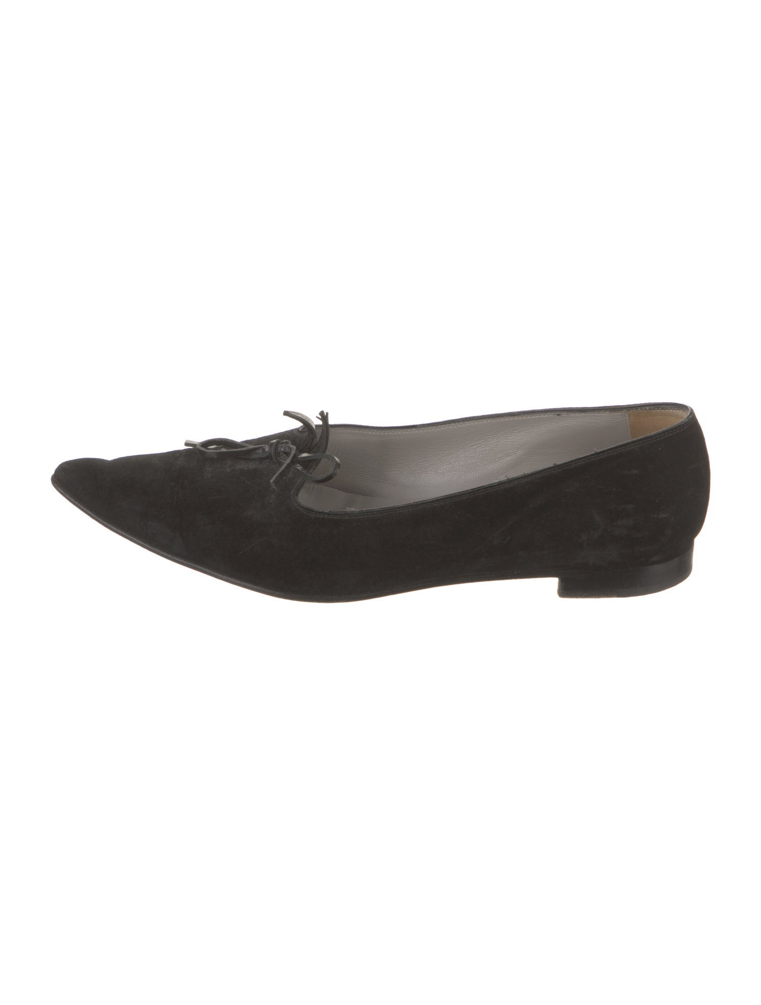 Manolo Blahnik Suede Bow Accents Ballet Flats