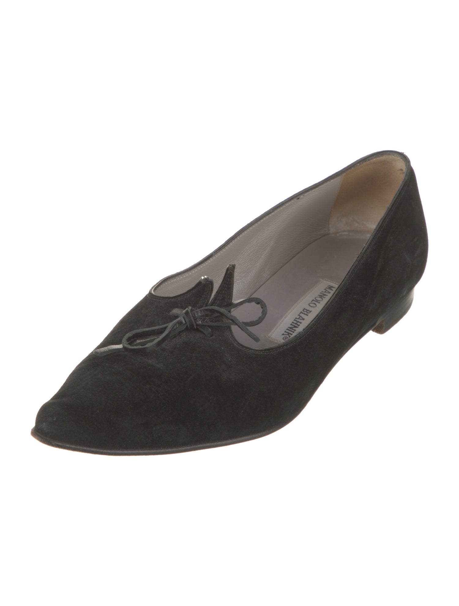 Manolo Blahnik Suede Bow Accents Ballet Flats