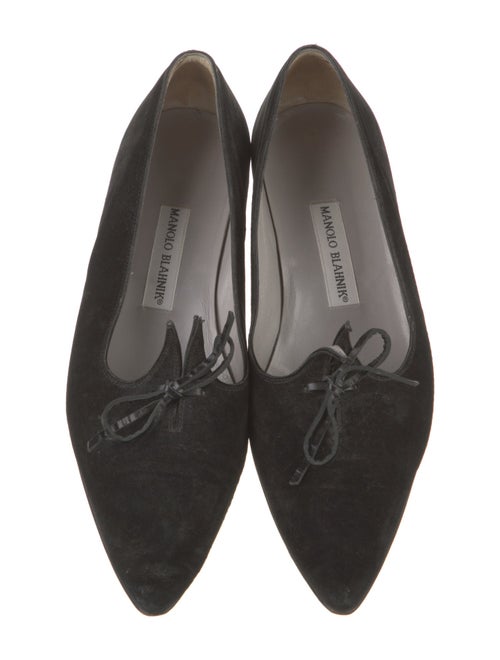 Manolo Blahnik Suede Bow Accents Ballet Flats