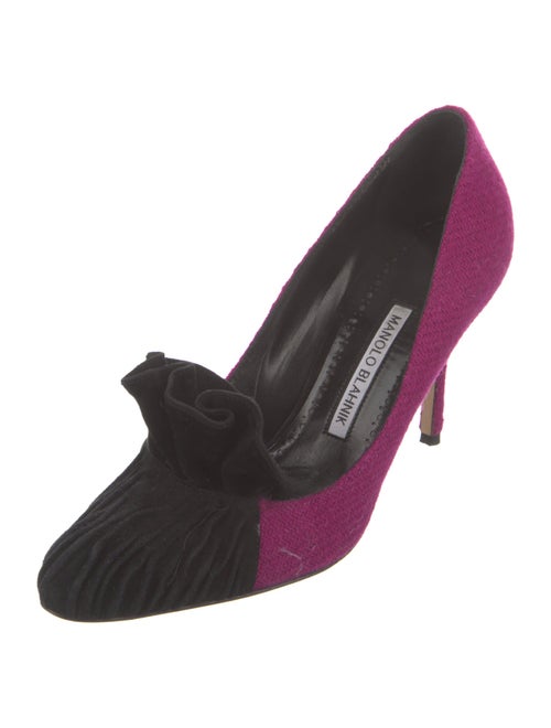 Manolo Blahnik Tweed Colorblock Pattern Pumps