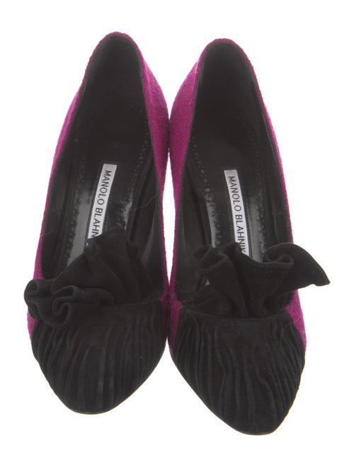 Manolo Blahnik Tweed Colorblock Pattern Pumps