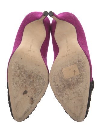 Manolo Blahnik Tweed Colorblock Pattern Pumps