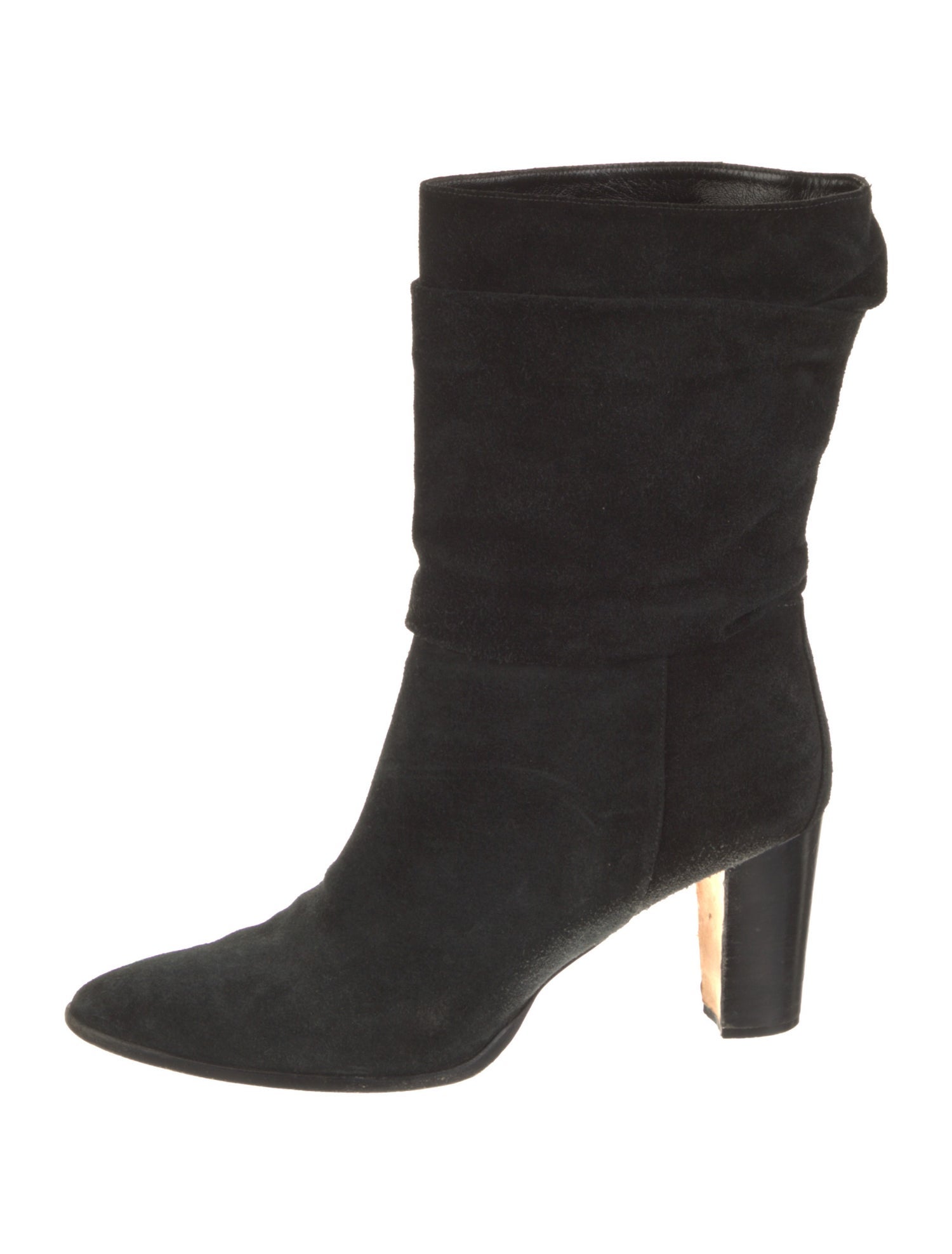 Manolo Blahnik Suede Pleated Accents Boots