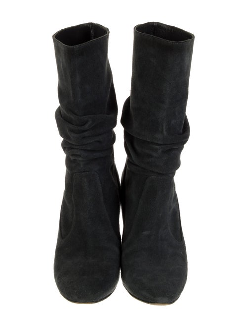 Manolo Blahnik Suede Pleated Accents Slouch Boots